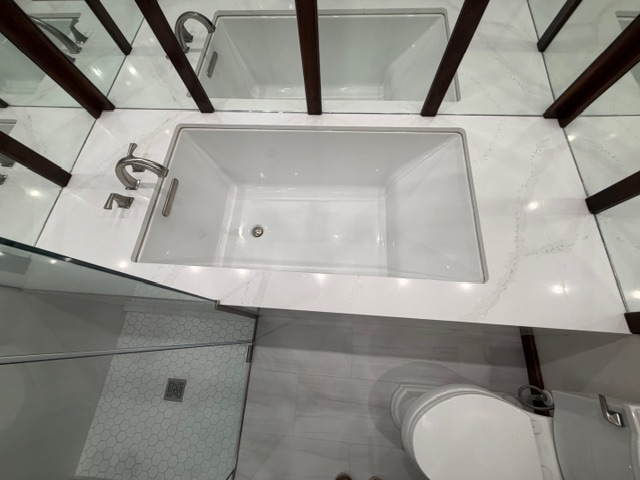 Completed bathroom renovation by TMB Construction Lubbock